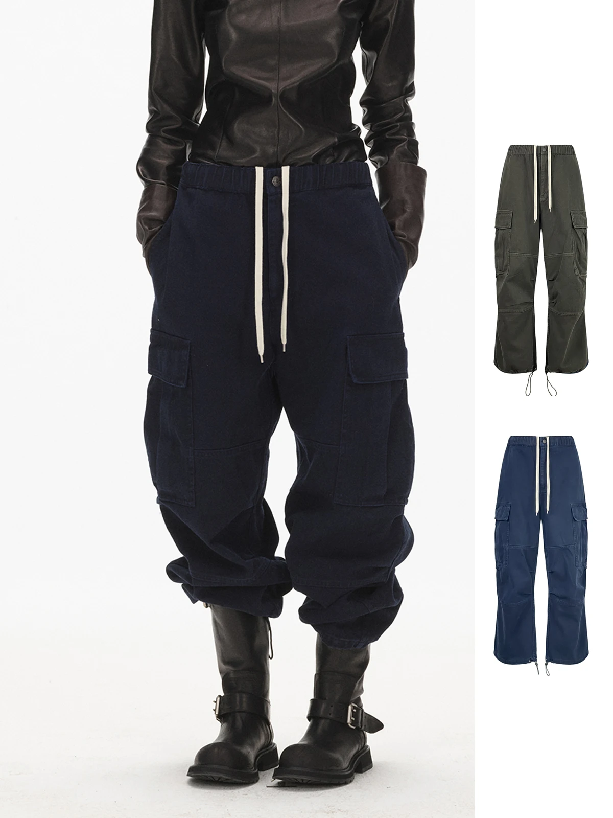 

ADE 25 Winter Street Sle Elastic Dstring Design Cuffed Multiple kets Workwear Pants New Arrival Ladies Casual Tro...