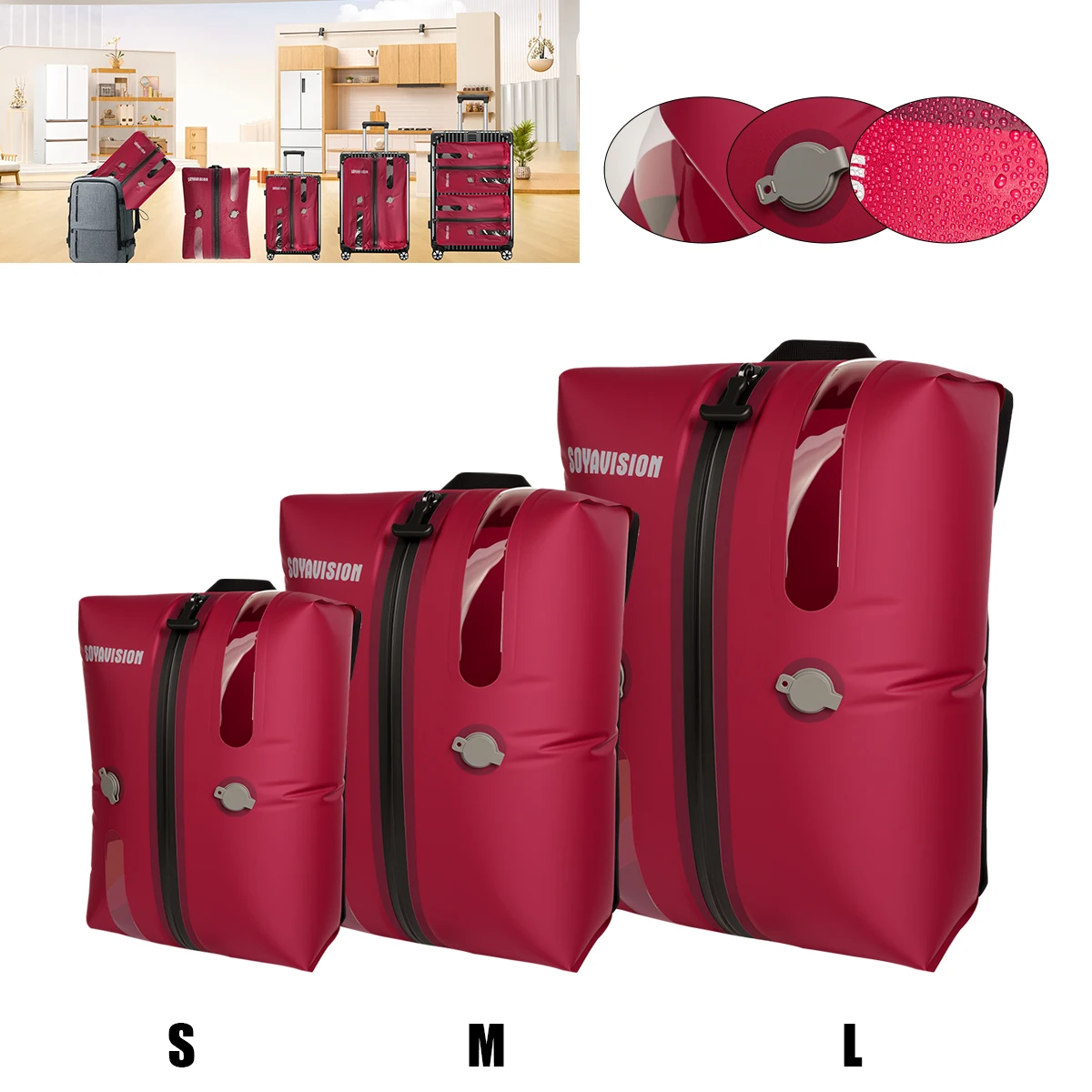 Waterproof Outdoor Vacuum Compression Bags Camping Travel Clothing Storage Bags Space-Saver Organizer for Riding Hiking Trips