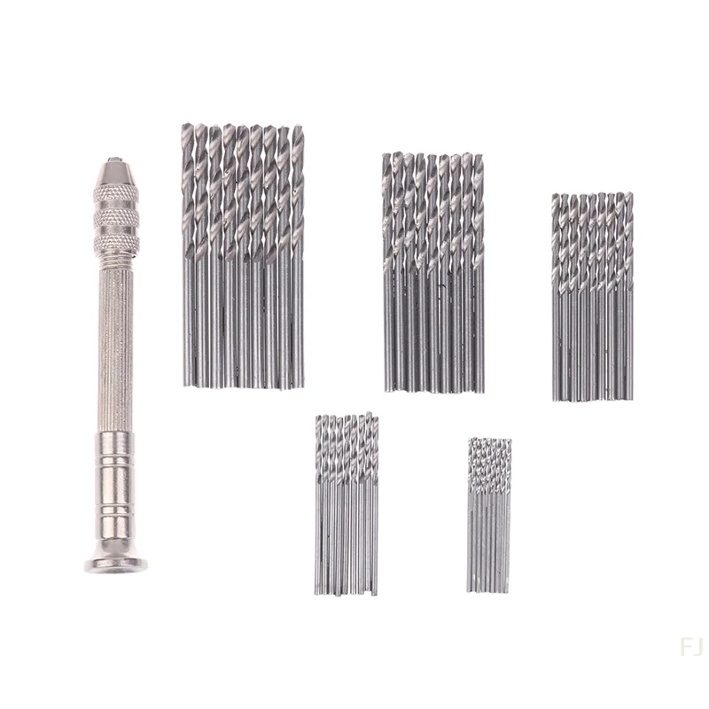 [YU]50Pcs Precision Pin Vise Hobby Drill With Model Twist Hand Drill Bits Set High Speed Hole Opening DIY Drilling Tool