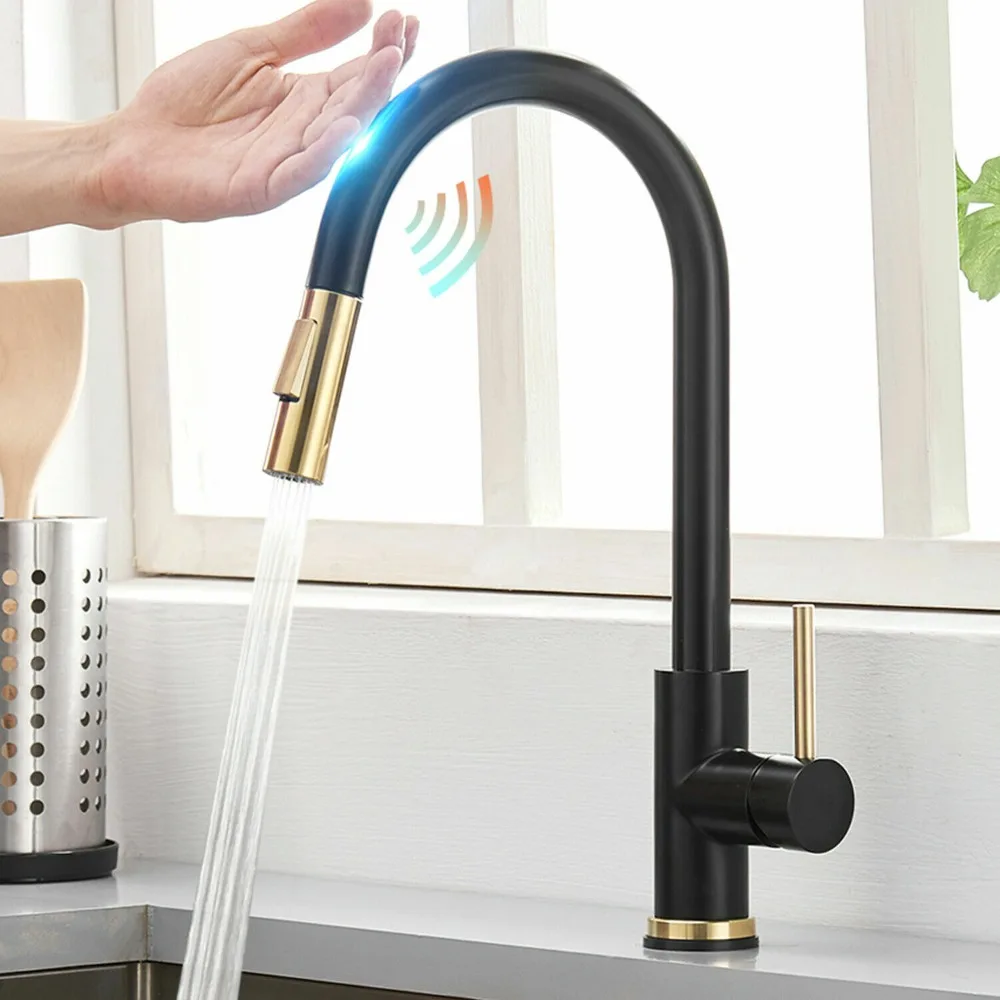 

Сенсорный смеситель для кухонной мойки, выдвижной распылитель, смеситель из нержавеющей стали