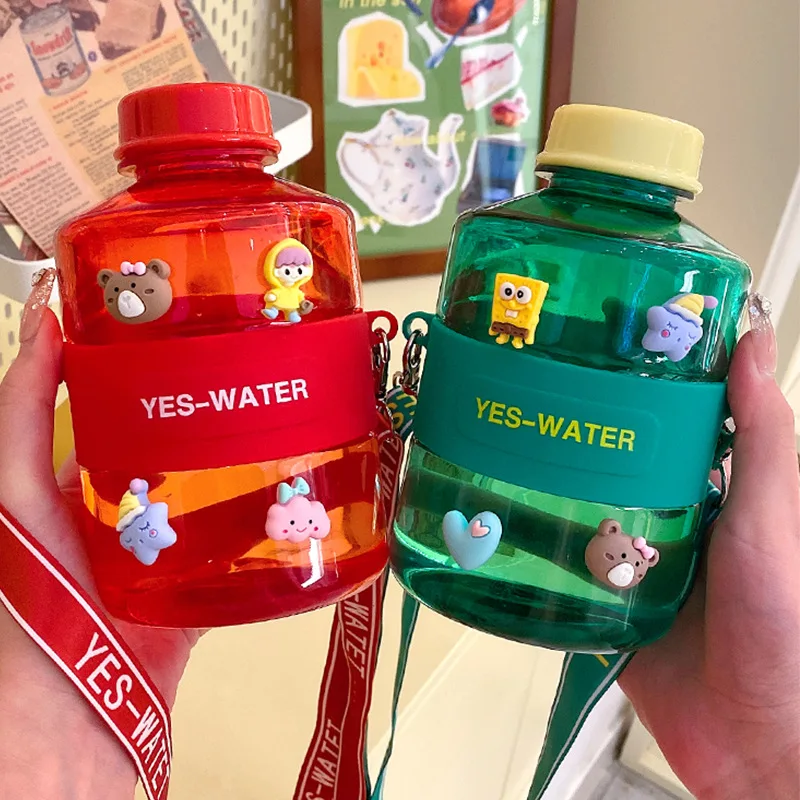 

Sports Gym Water Bottle For Girls 800ml Travel Tumbler Summer BPA Free Mug Portable Drinking Kettle Cute Creative Cup With Strap