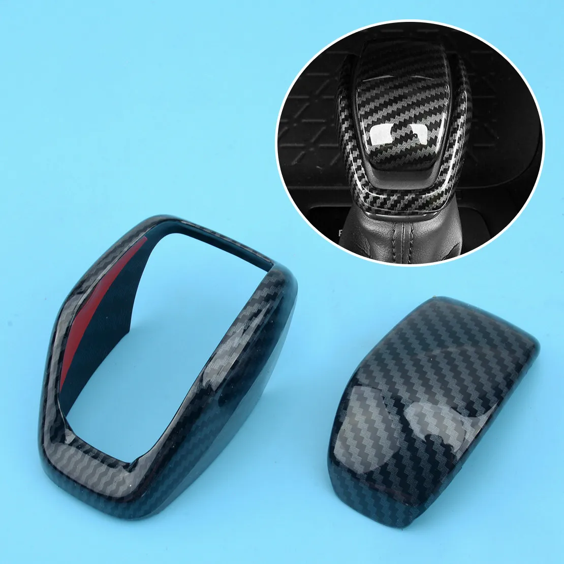 Carbon Fiber Style Gear Shift Knob Cover Trim Sticker, Interior Decoration Accessory Fit For Toyota RAV4 2019 2020 2021