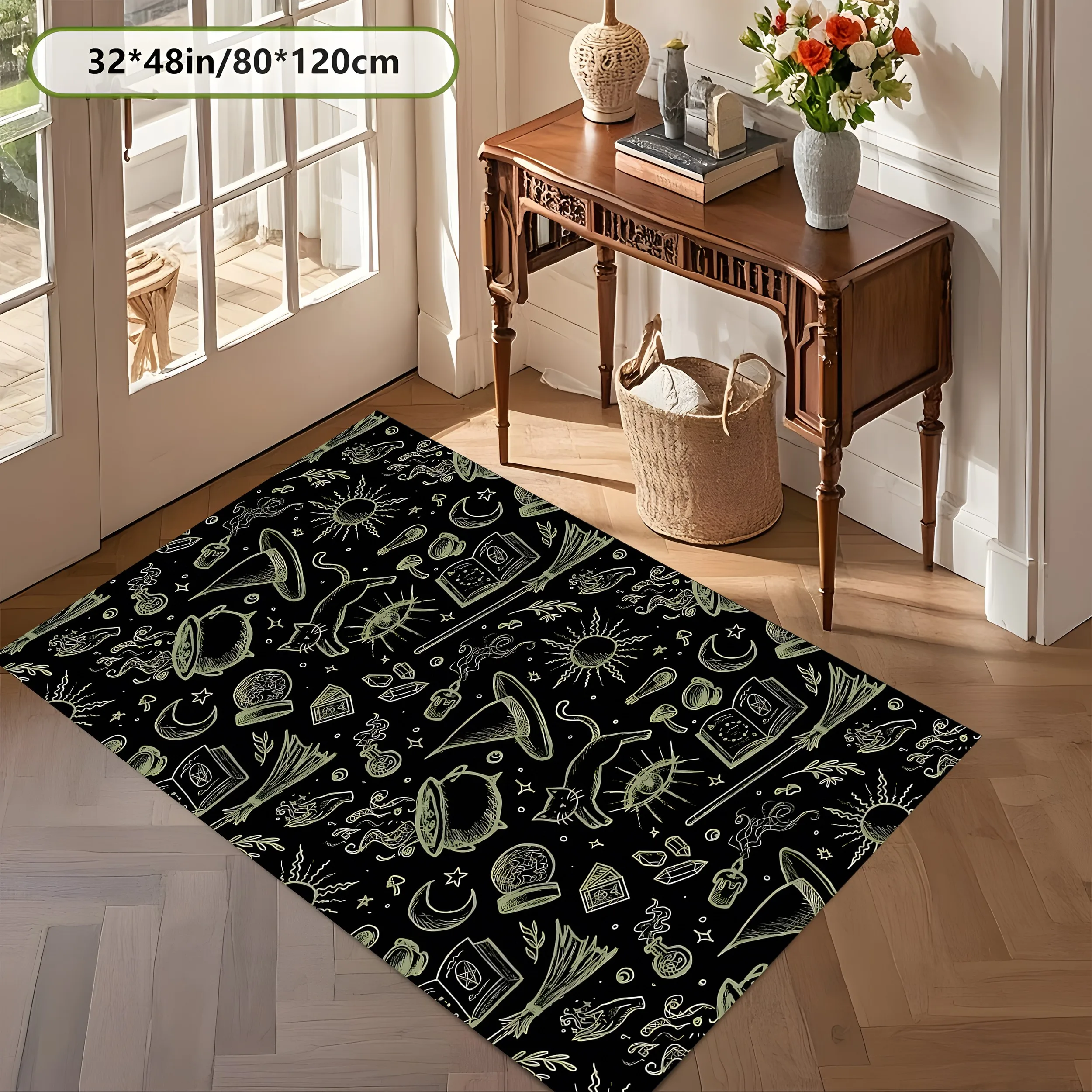 Large Area Rug Dark Magic Wizard Print Soft Velvet Living Room Bedroom Leisure Home Decor Area Rug