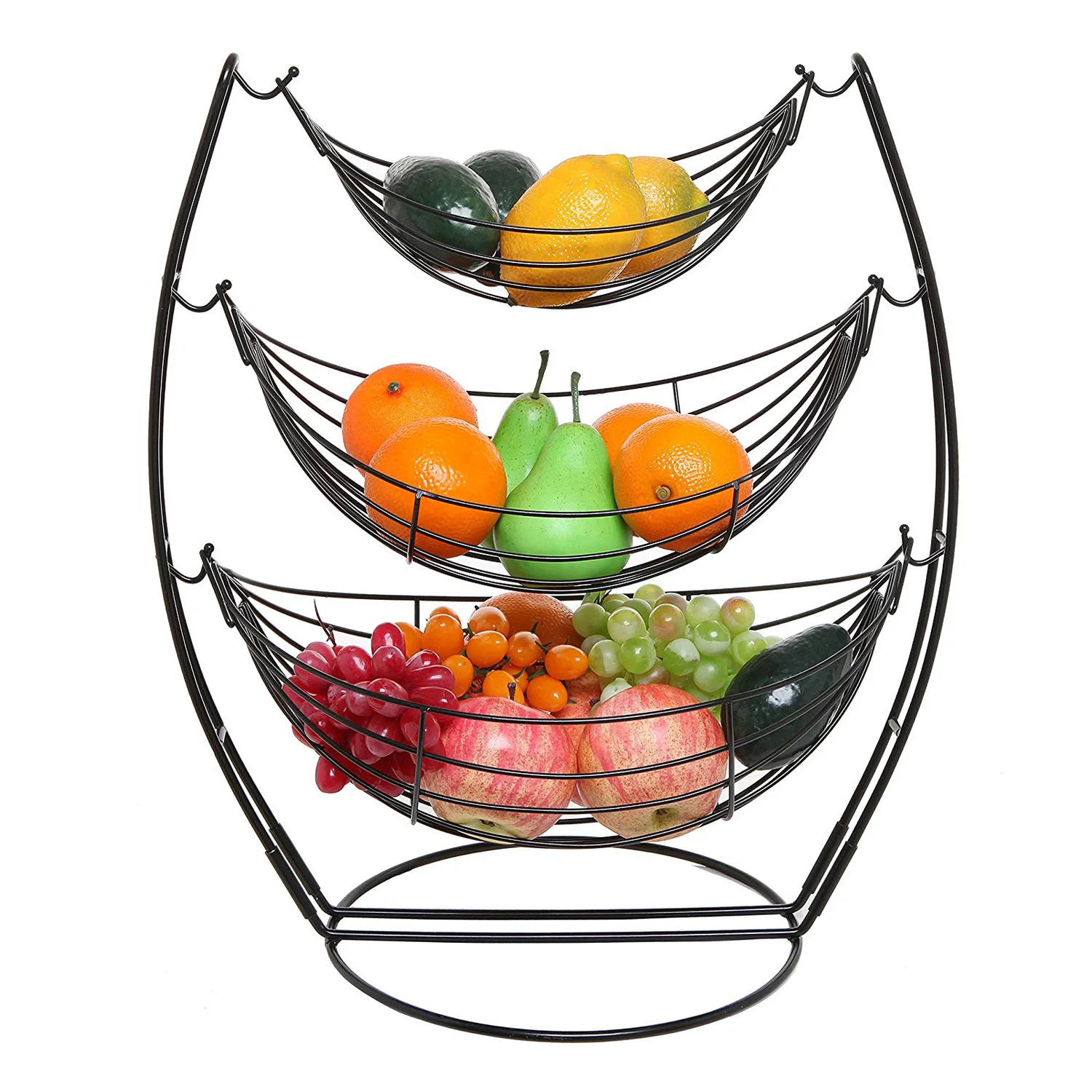 

3 Layer Stackable Fruit Stand Rustproof Metal Veggie Basket with Drainage Holes Space Saving Kitchen Storage Rack Easy to Clean