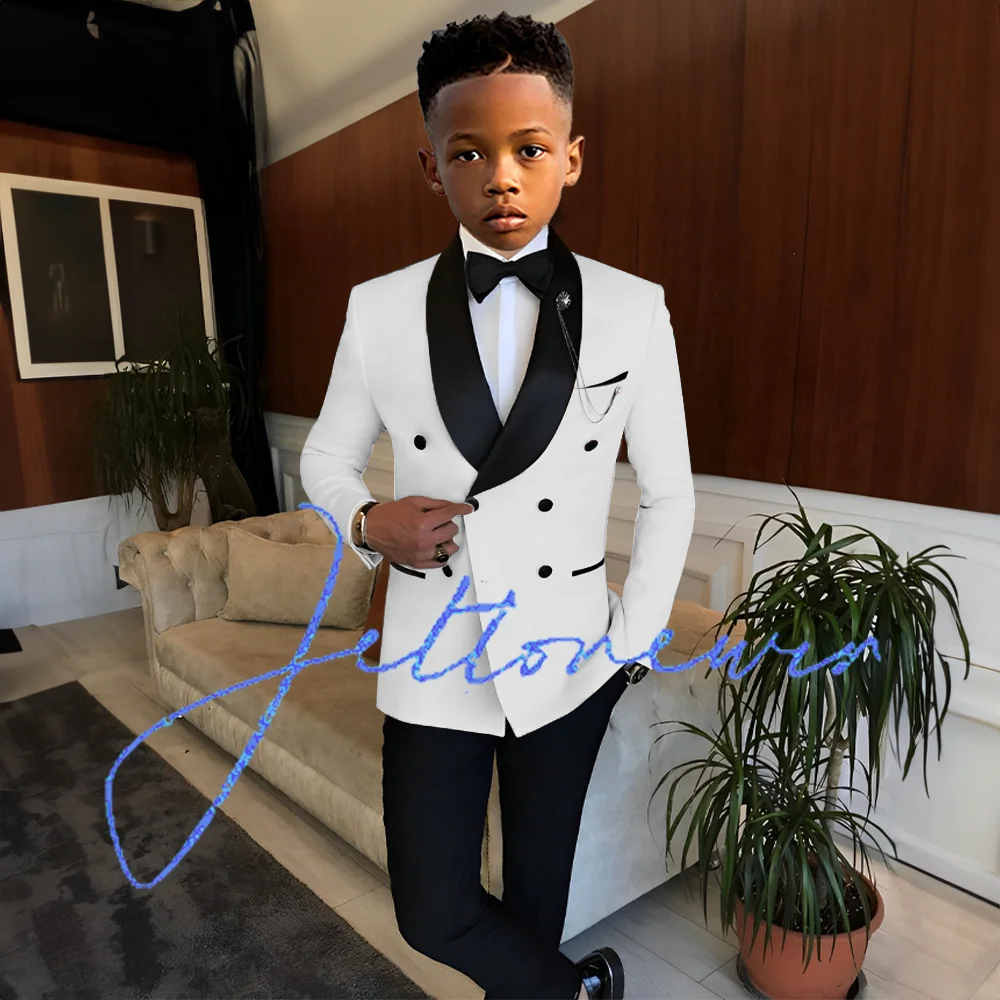 Suit for Boys Double Breasted Blazer Wedding Tuxedo 2 Piece Suit Formal Party Dress Kids Jacket Pants