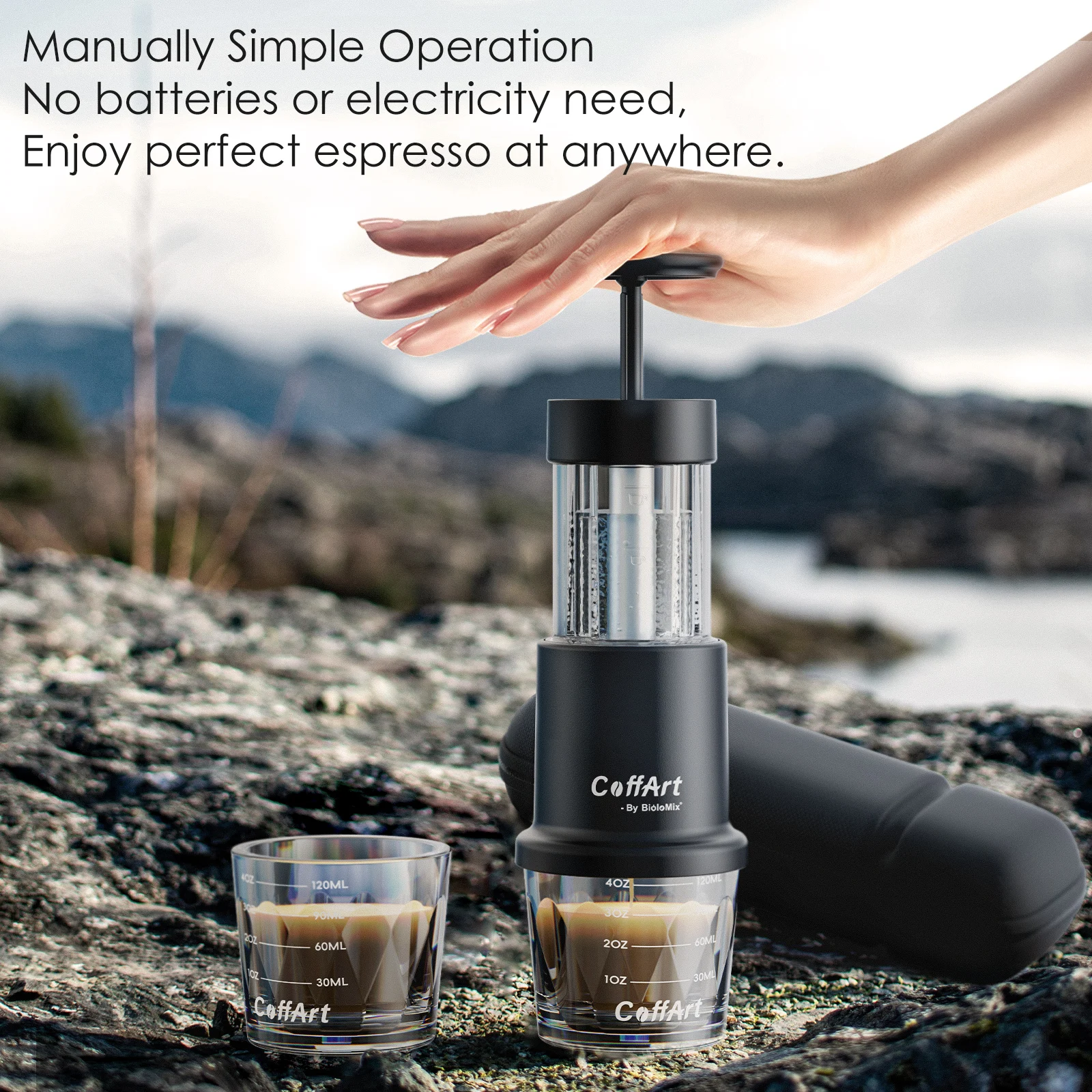 BioloMix 2 In 1Multifunctional Portable Manual Min Espresso Hand-Press Coffee Maker,Compatible with Capsule Coffee and Powder