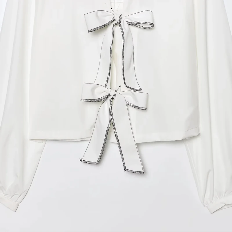 HXAO Camicetta a righe Donna 2025 Cravatta corta Camicetta bianca Top a maniche lunghe Camicetta primavera estate Tagliata Bellissime camicette da donna
