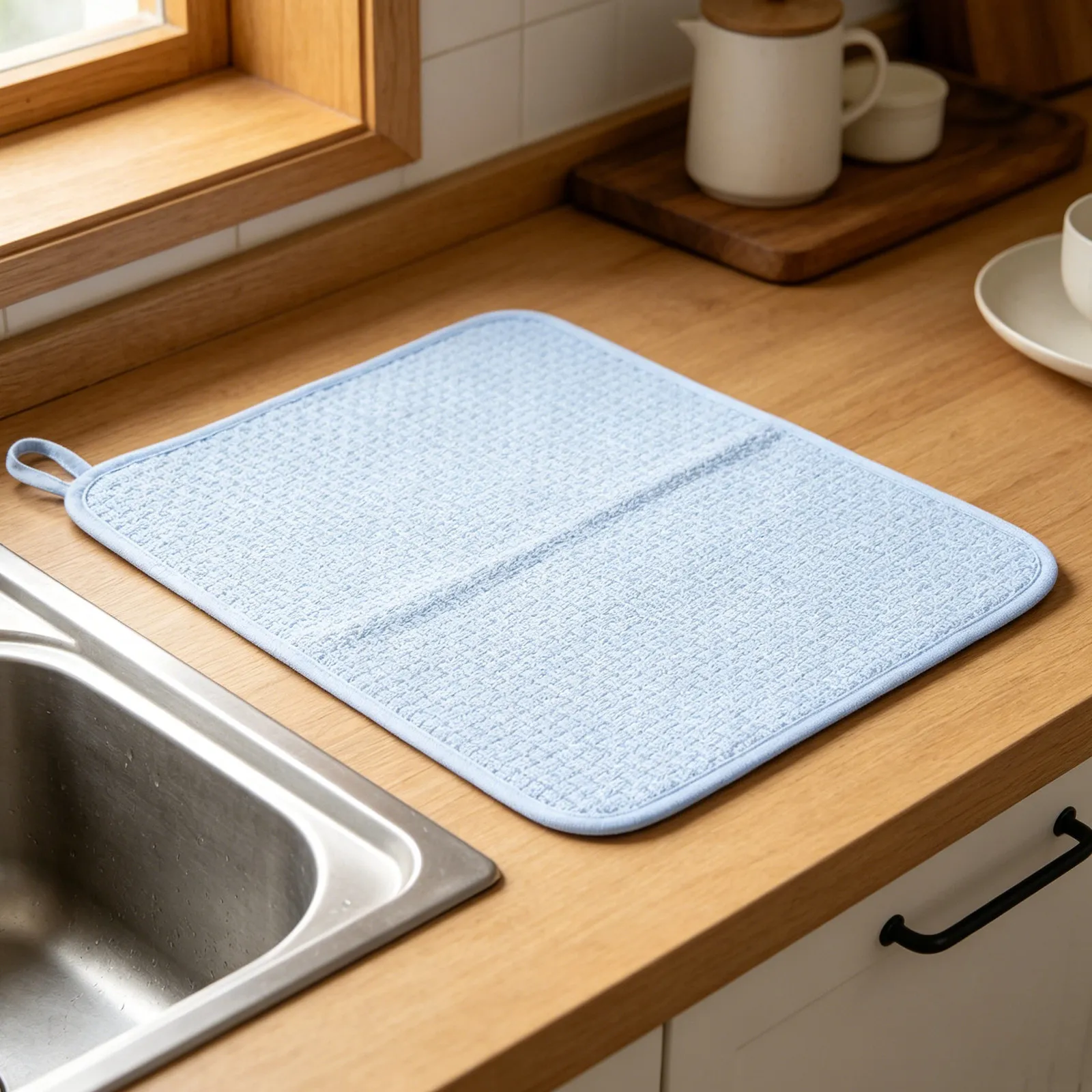 Microfiber Dish Drying Mat – Thick, Fast-Draining & Absorbent Kitchen Countertop Protector Pad (2 pcs)