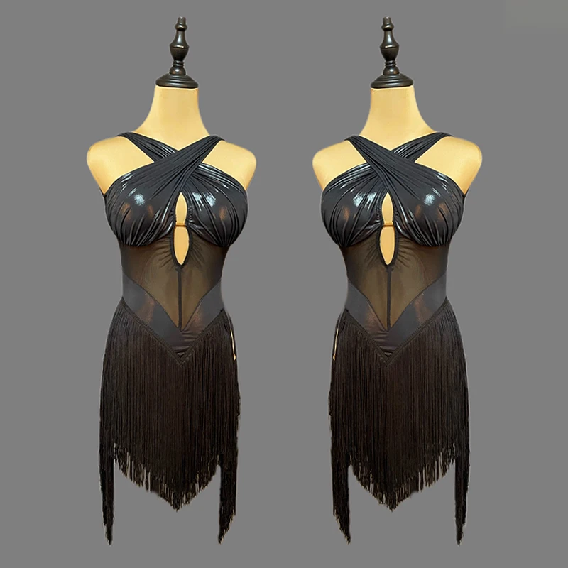 2024 New Latin Dance Dress Adult Waltz Dance Backless Tassels Dresses Stage Performance Wear Samba Training Clothes XH742