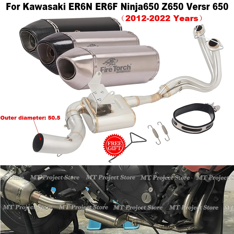 

Slip On For Kawasaki Z650 Ninja 650 2017-2023 ER6N ER6F Versys 650 2012 - 2016 Motorcycle Exhaust System Escape Front Link Pipe