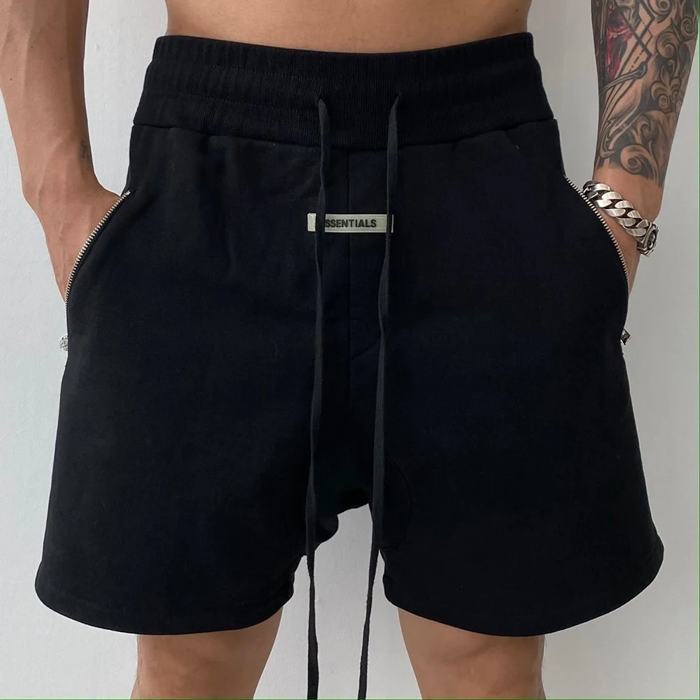 2024 Summer New Sports Fitness Shorts High Waist American Street Casual All-match Loose Straight Solid Color Five-point Pants