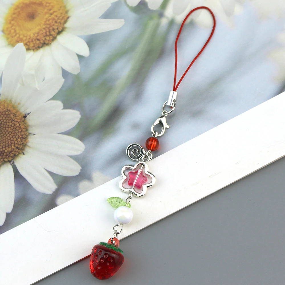 Sweet Y2K Cute Strawberry Keychain Cellphone Charm