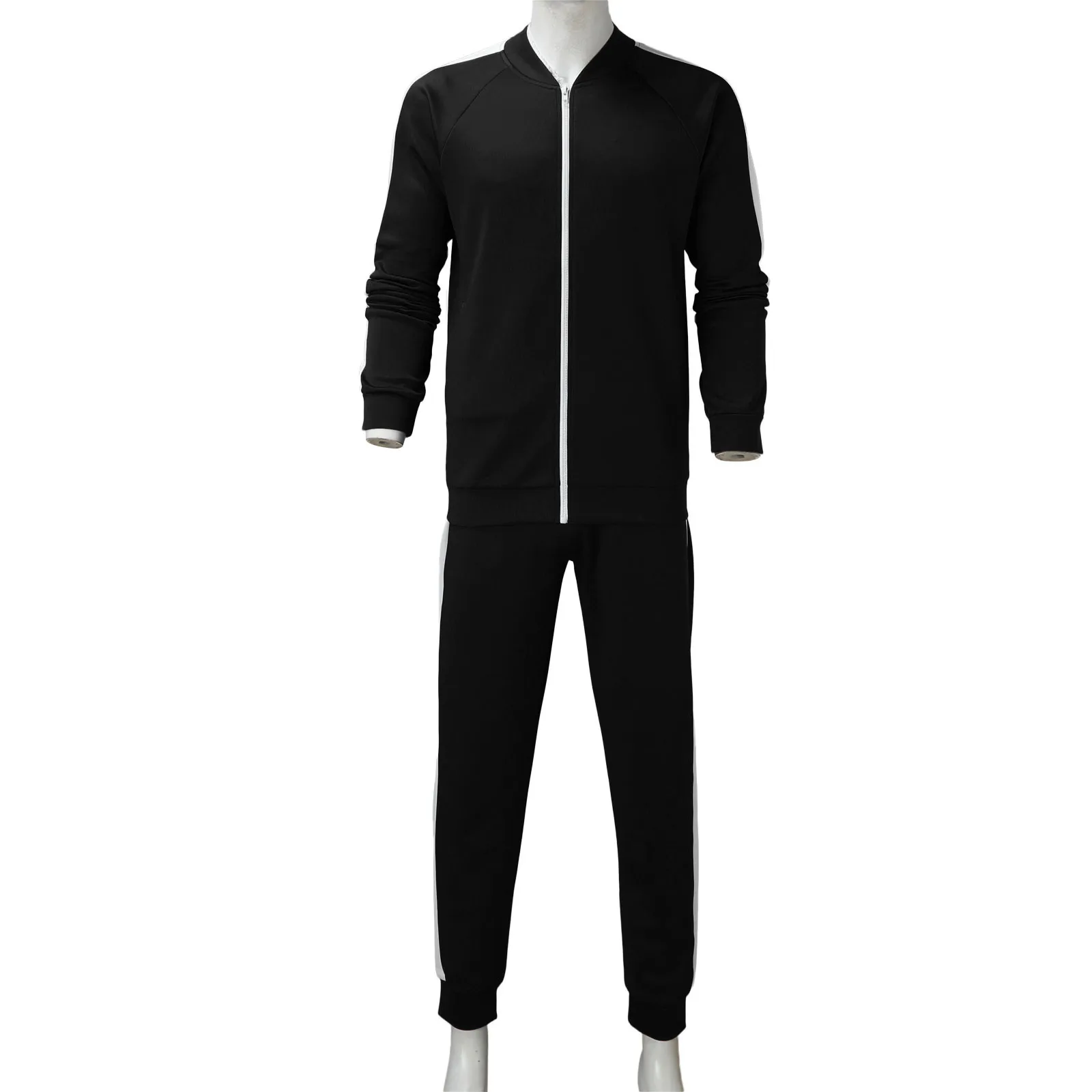 Men 2-Piece Sets Solid Long Sleeved O Neck Sports Suit Elegant Track Suits Pant Sets Hoodies Sports Suits Jogging