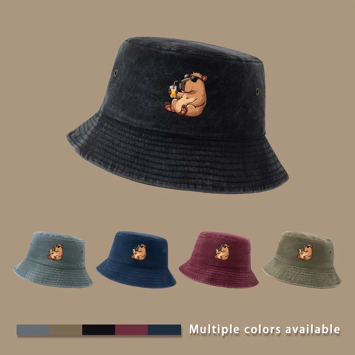 Vacation-style Feng Shui Guinea Pig Pattern High-Quality Printed Bucket Hat, Lightweight and Foldable, Suitable for All Seasons,
