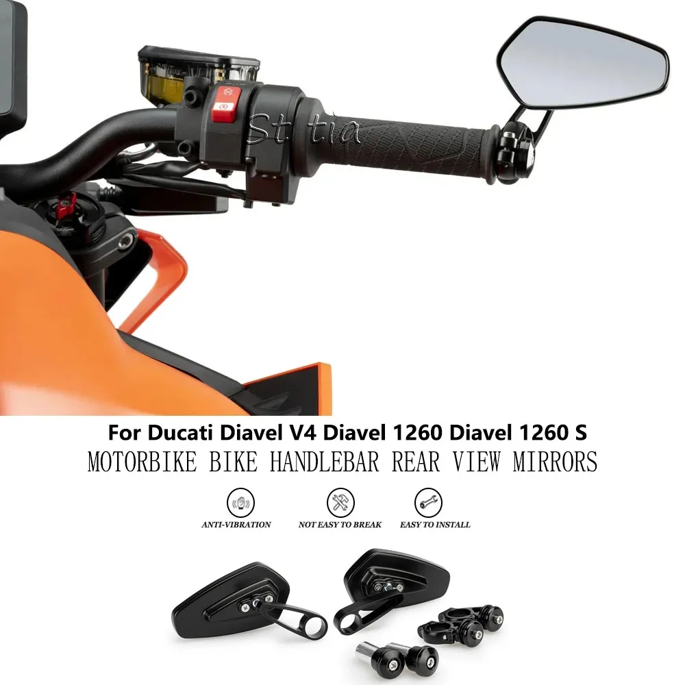For Ducati Diavel V4  Diavel 1260 Diavel 1260 S 2019-2025 Motorcycle Mirror Handlebar Handle Bar Ends Side Mirrors