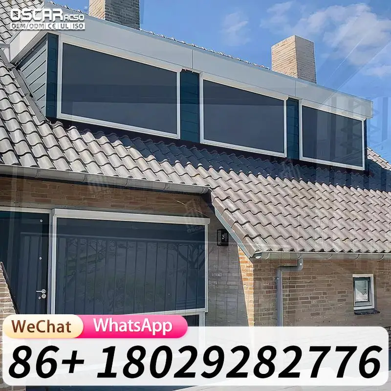 Warm Light and Remote Controlled Motor Pergola for Outdoor Patio Rolling Blind