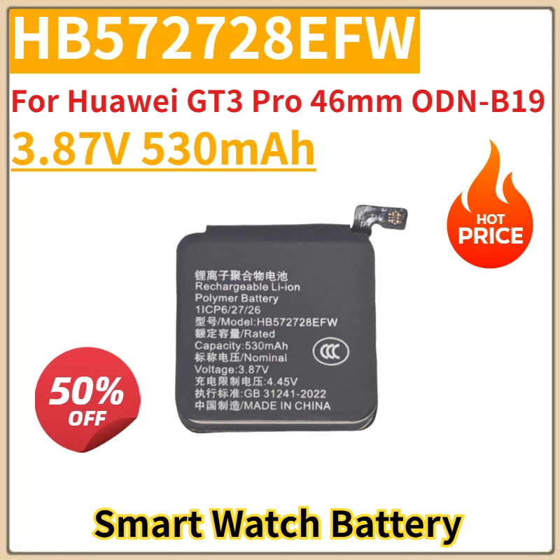 

New Replacement Smart Watch Battery HB572728EFW 3.87V 530mAh For Huawei GT3 Pro 46mm ODN-B19