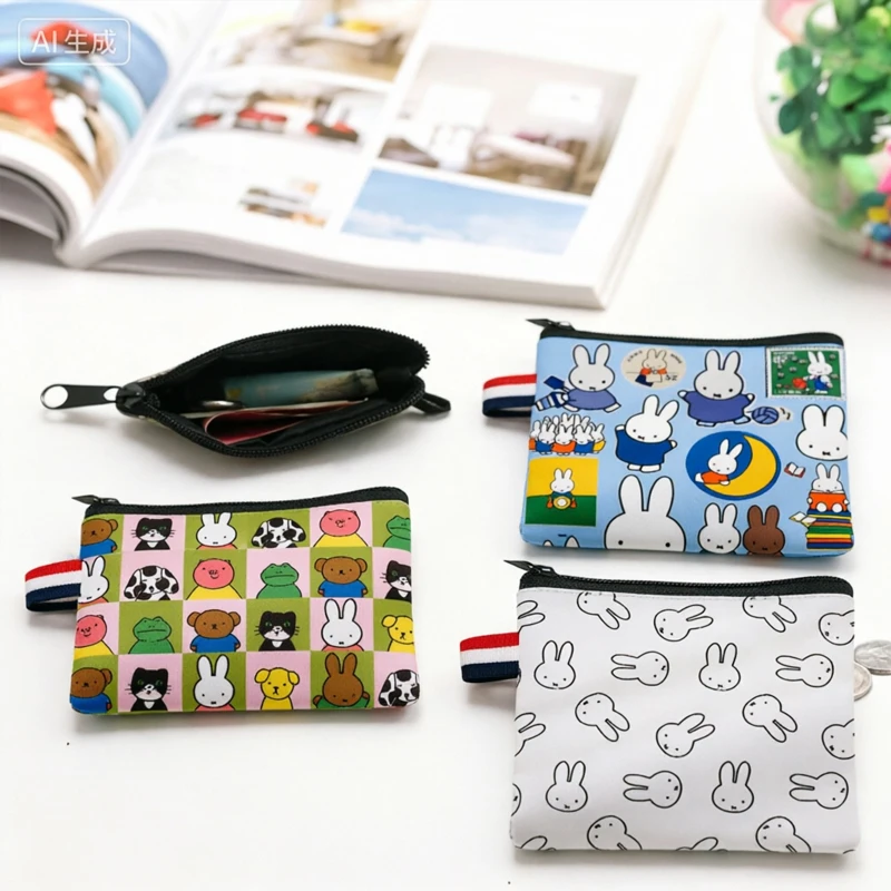Miffys Men Women Wallet Coin Purse Cartoon Anime Figure Children Wallet Card Holder Coin Storage Short Paragraph Bag Gift