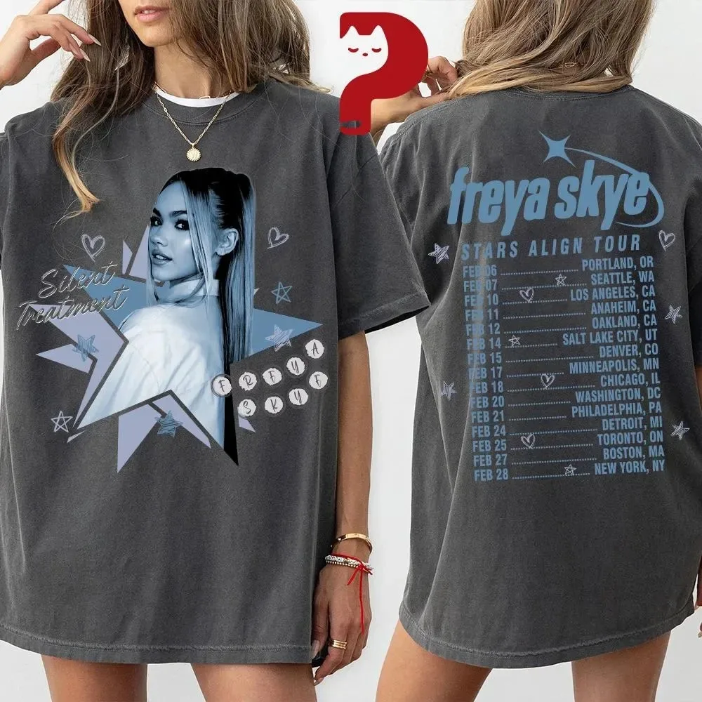 Freya Skye Stars Align Tour 2026 Festival T-shirt Men Women Oversized Streetwear Cotton Clothing Fashion Casual Short Sleeved