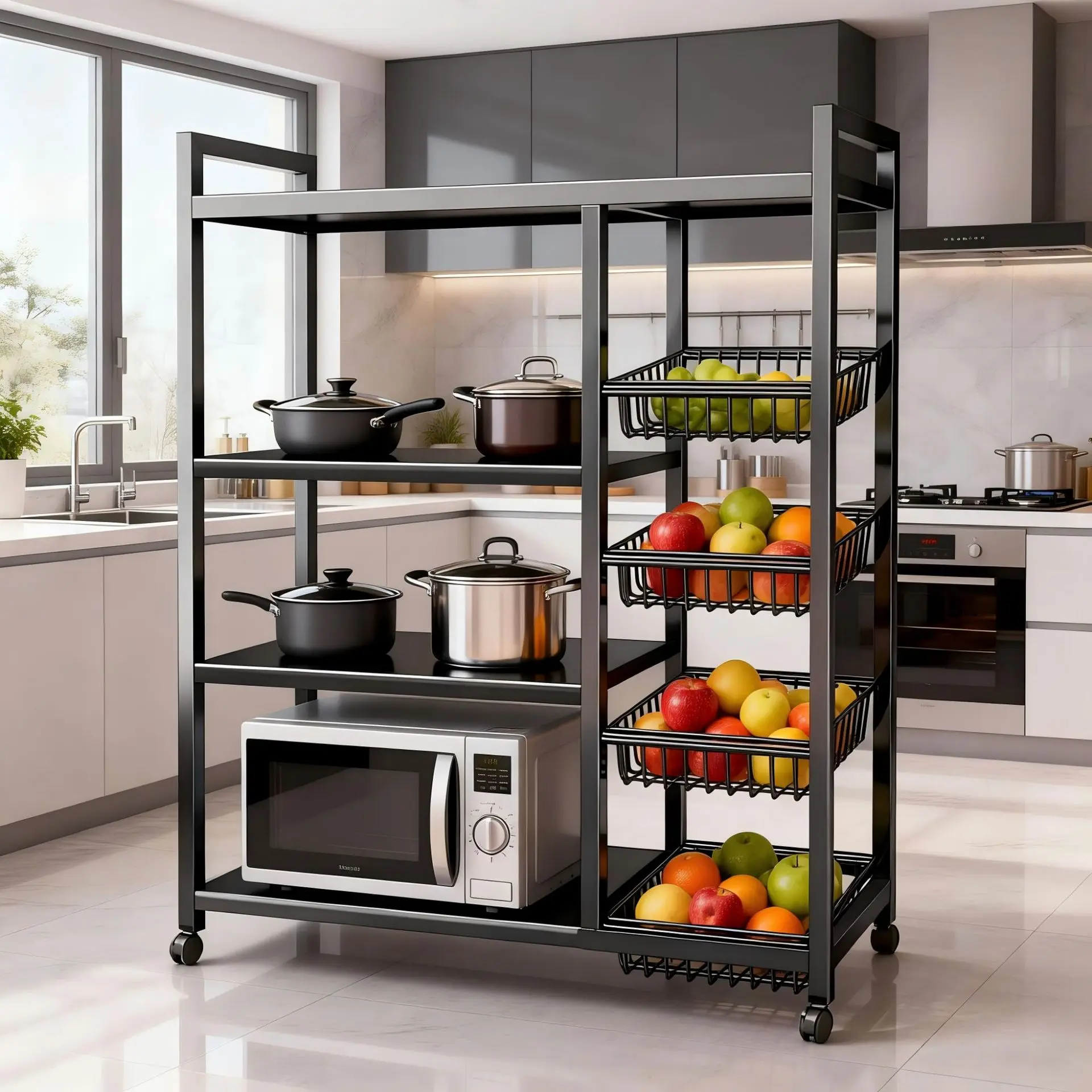 

Кухонная напольная многофункциональная многоярусная корзина-стеллаж для хранения овощей