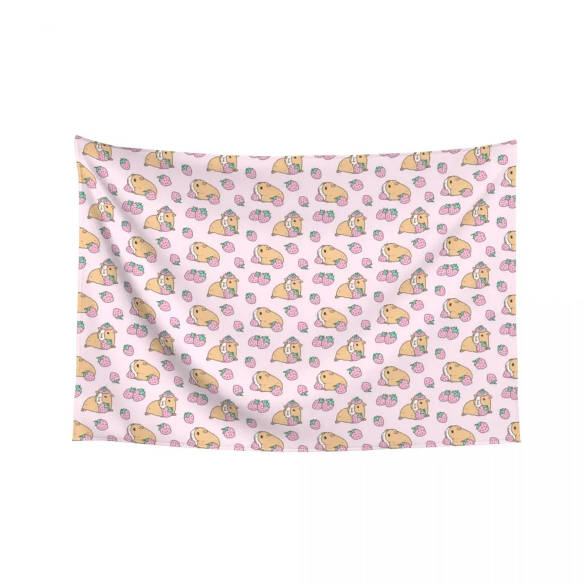 

Pink Guinea Pig and Strawberry Pattern Tapestry Funny Wall Hangings Decoration Wall Mural Tapestry