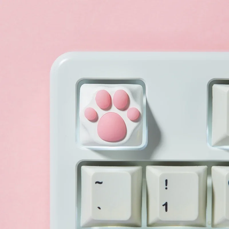 Pink Cat Claw Keycaps ABS Soft Cute Personalized Silicon Cat Meat Mat Custom Mechanical Keyboard Artisan KeyCap with Storage Box