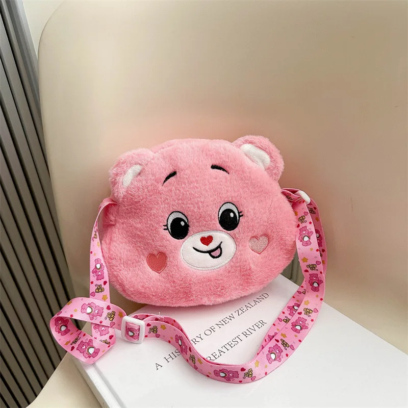 New cartoon rainbow love bear diagonal cross packaging decoration travel shoulder bag plush bag Care bears birthday gift