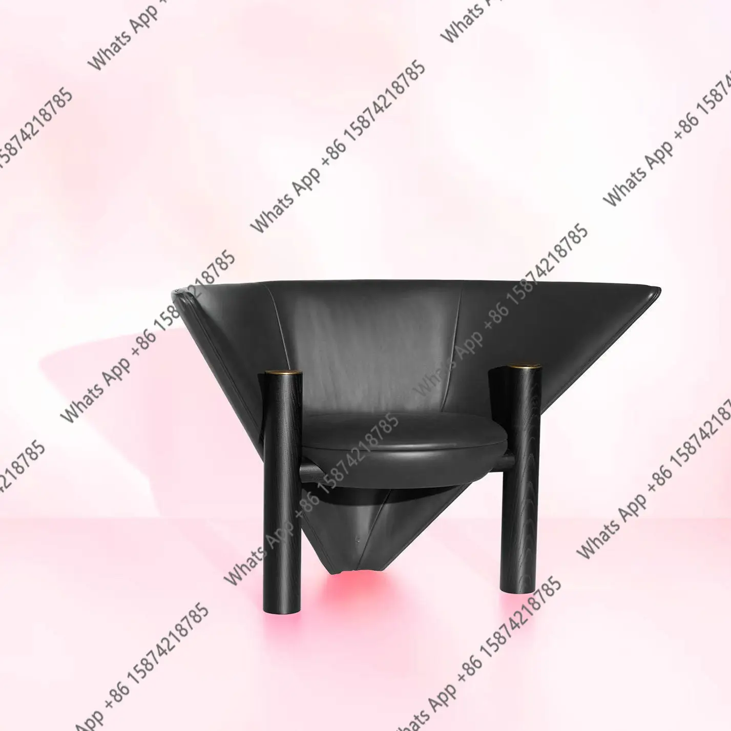 

Modern simple black leather single sofa conical design versatile casual special-shaped backrest personalized fashion