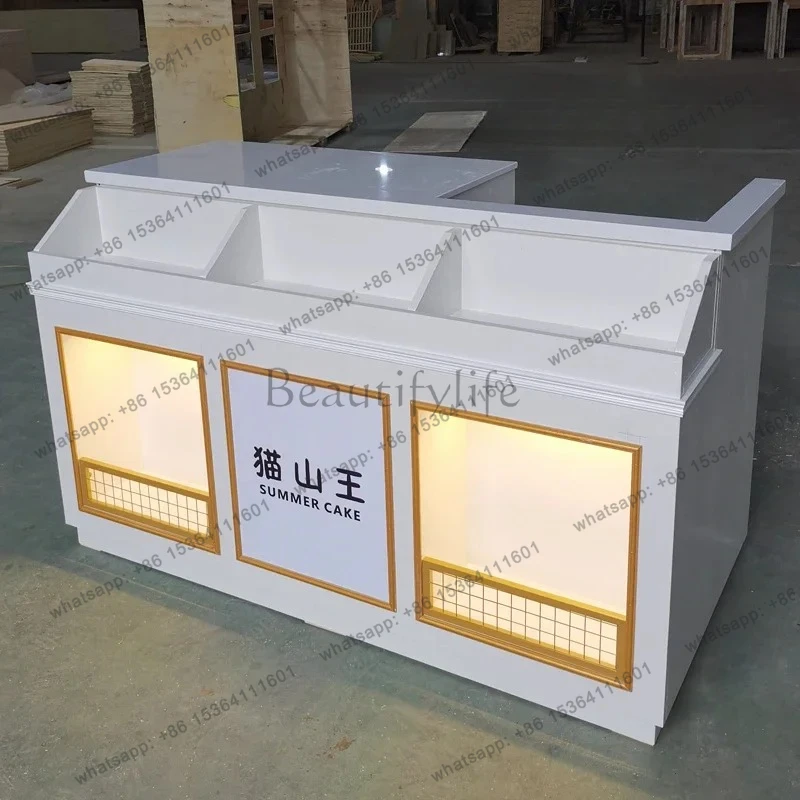 White bakery checkout page Reception desk Cake shop counter Paint bar Support customization
