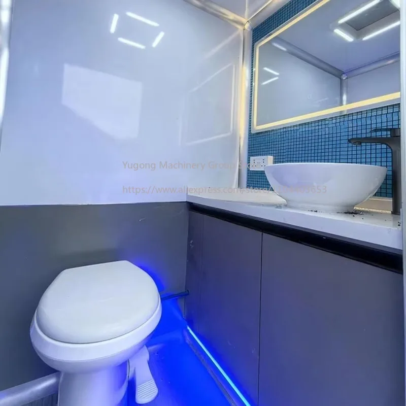 Trailer de Banheiro Portátil de Luxo Comercial, Trailer Sanitário Móvel, Trailer de Banheiro Portátil com Unidade de Chuveiro
