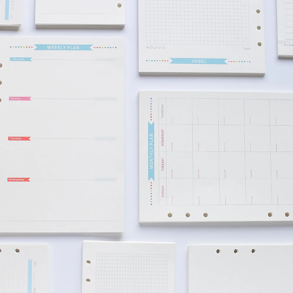 1 set A6 Loose Leaf Filler Paper 6-Hole Fit For Planner Notebook Replacement Period Monthly Weekly Daily To Do List Premium