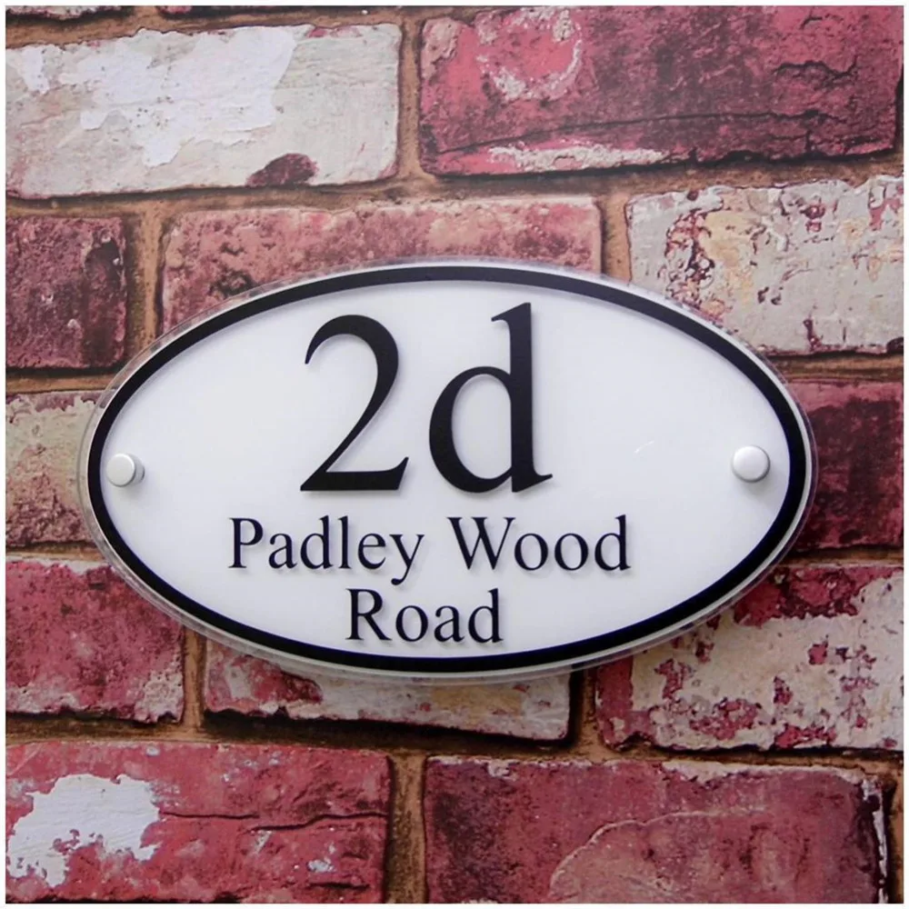 Oval Shape House Signs Apartment Plaques Acrylic with Vinyl Stickers Customized Door Plates Plaques Sign Plates