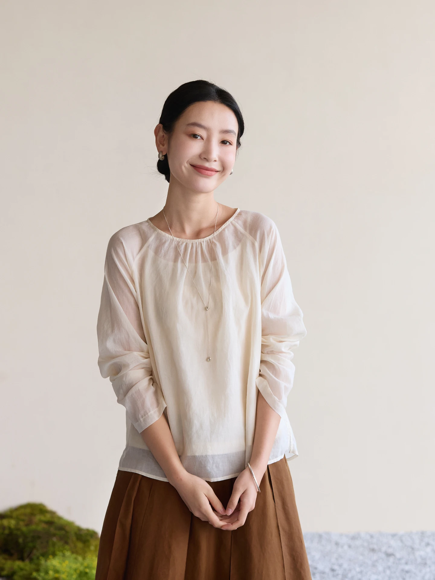 

Loose Fit Long Sve Casual Top Original Design 00% Cotton Breathable Versatile Summer irt by XiangYunCai JiaXiangYu