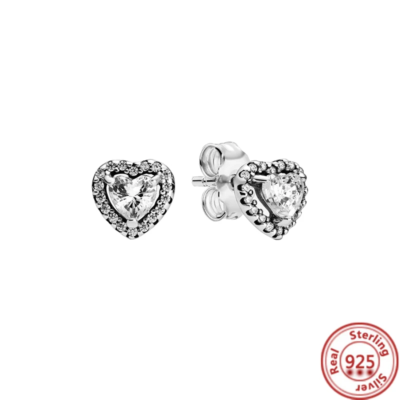 New 925 Sterling Silver Earring Feather Flowers Heart Pavé Infinite Shine Earrings Fit Original Brand Charms Jewelry Gifts Women