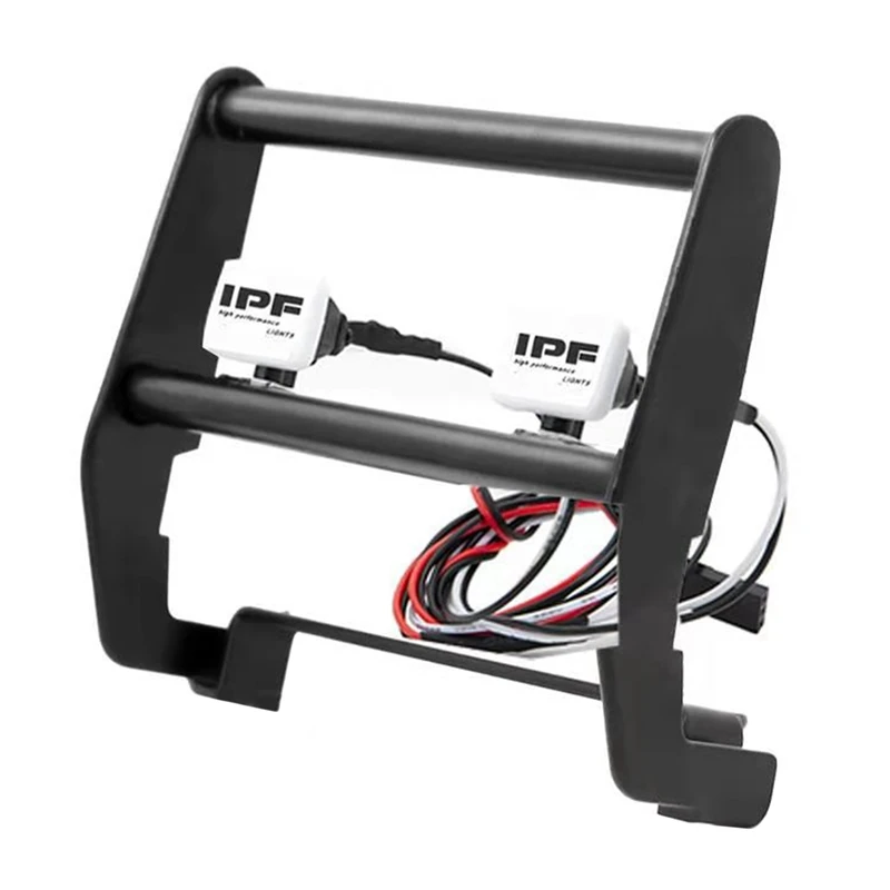 Stainless Steel Front Bumper with LED Light Anti Collision Bumper for -4 TRX4 1/10 RC Car Parts-A10G