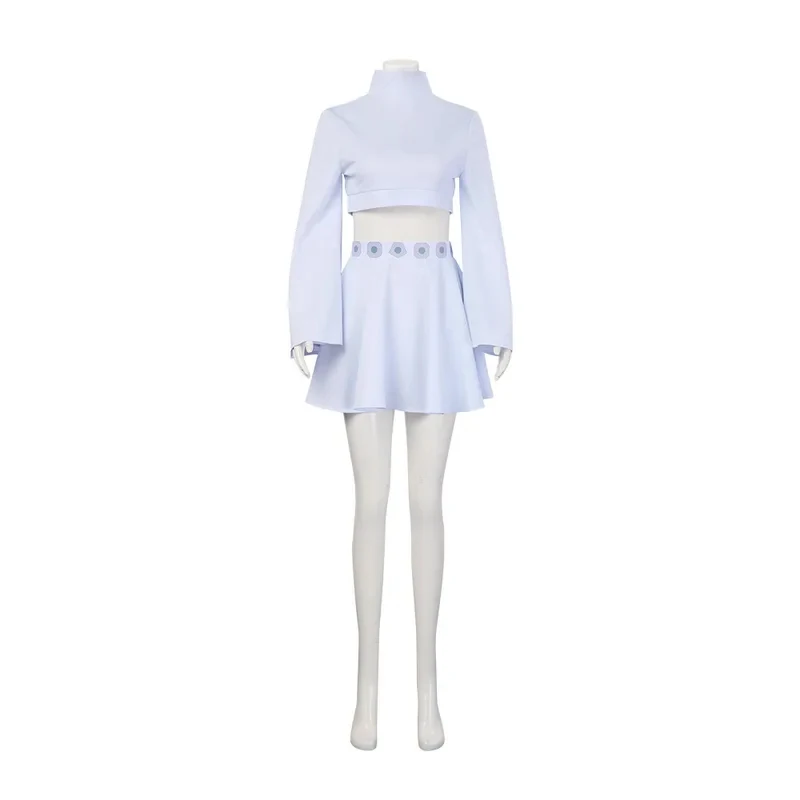 ▶ ❤ Disfraz de Princesa Leia, Conjunto de Vestido Blanco de la Princesa Organa de Star Wars con Top Corto para Mujer, Atuendo Clásico para Cosplay ❤ ◀