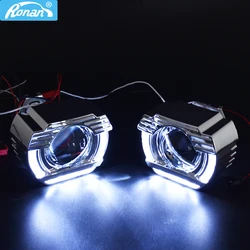 Ronan 2.0 Motorcycle H1 Bi Xenon Led Angel Eyes One Set Jet-ta Shrouds H4 H7 Adapter Car Headlight Use H1 Bulb for Retrofit