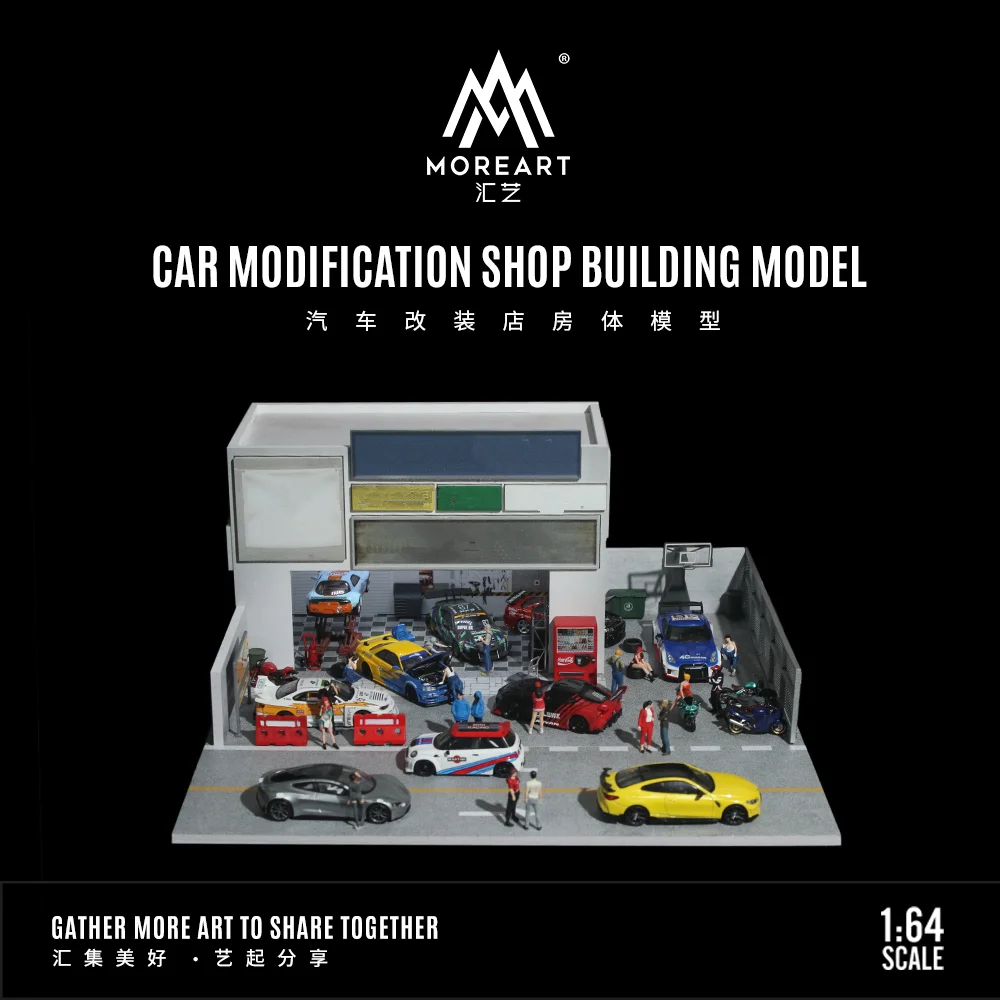 MoreArt 1:64 Car modification shop body lighting version assembly scene model set