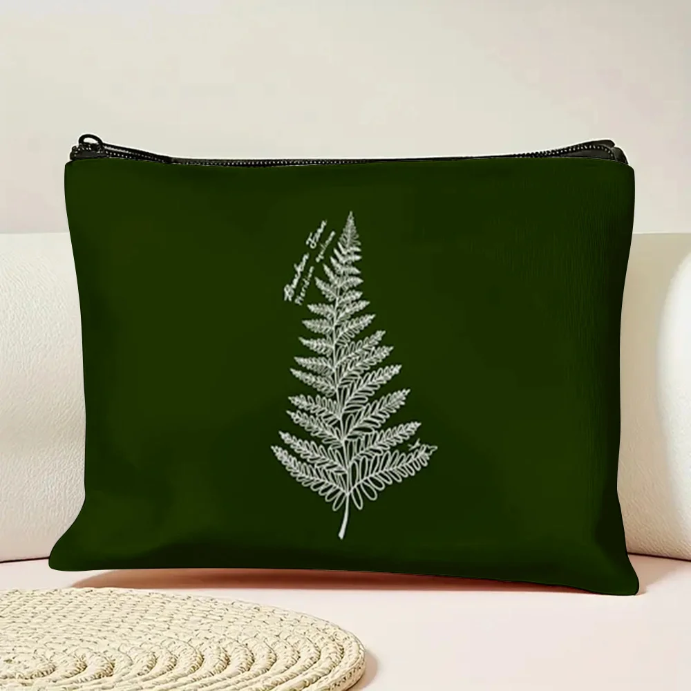 1 Piece Fern Plant Makeup Bag - Multifunctional Zipper Pouch for Women, Perfect Travel Zipper Storage Bag, Fun Birthday Gift