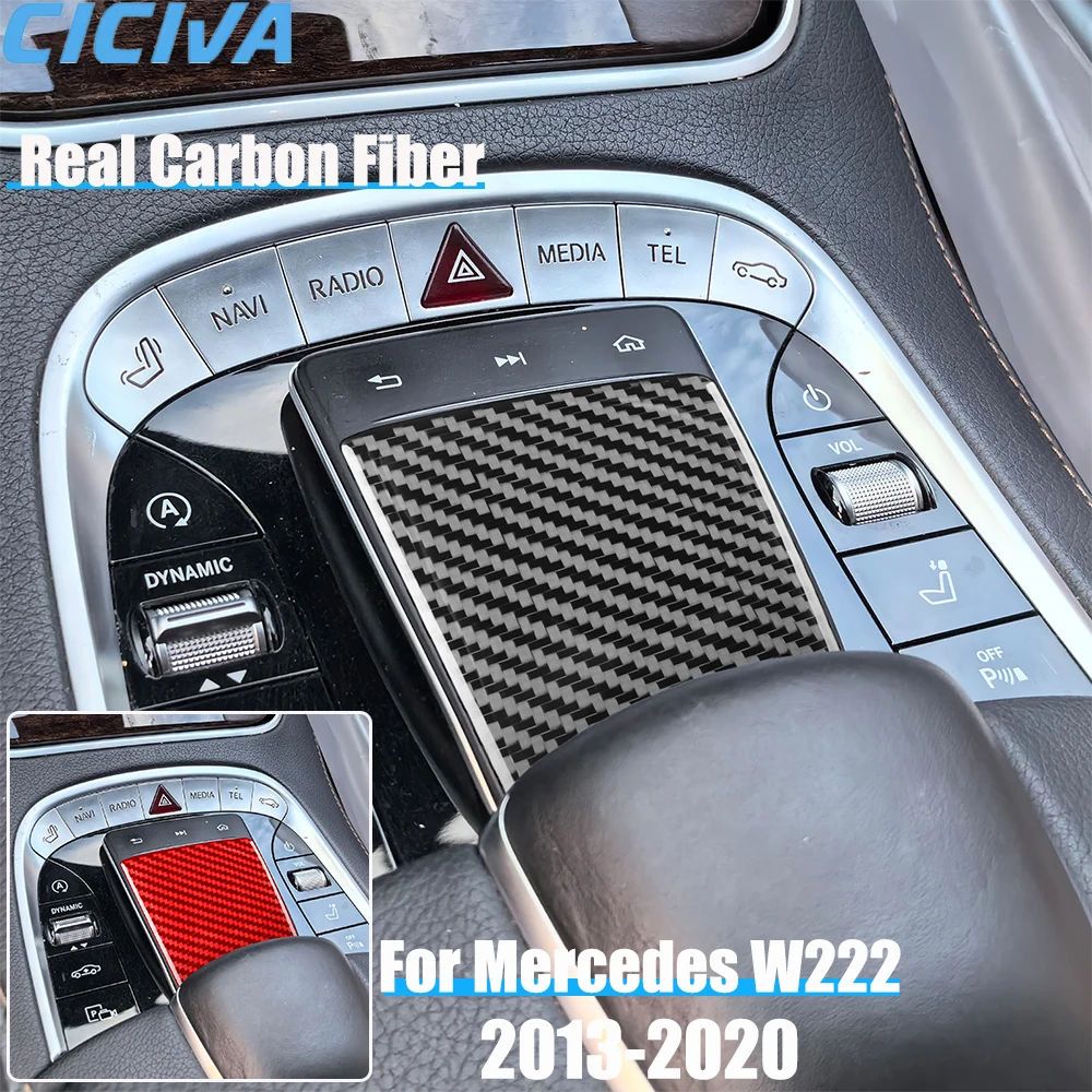 Accesorios de fibra de carbono real para coche, cubierta decorativa multimedia para Mercedes Benz W222 Clase S/Maybach 13 14 15 16 17 18 19 2020