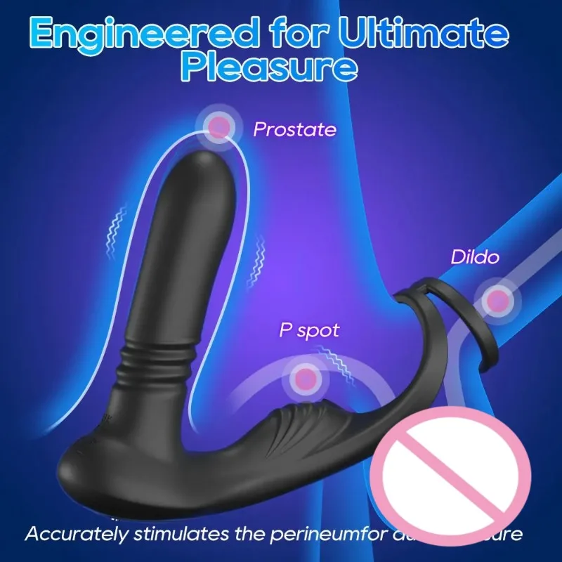 3 FunctionThrusting Vibrator Penis Rings Remote Control Prostate Massager Telescopic Anal Dildo Plug Stimulator Sex Toy for Men 4