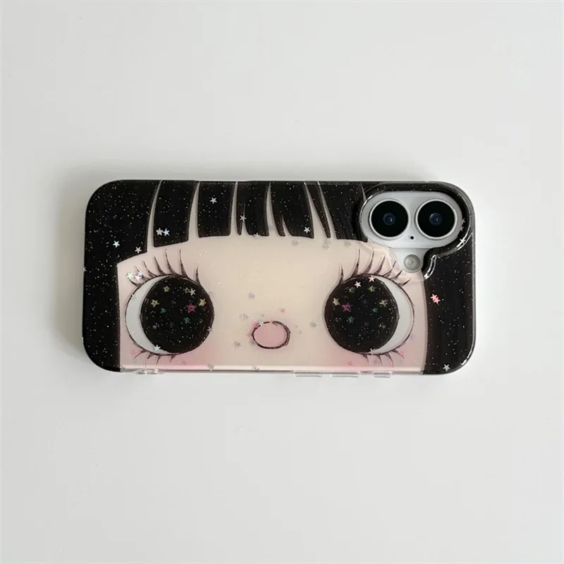Big Eye Comic Girl Lovely Phone Case for iPhone 17 16e 16 15 14 13 12 11 Pro Max X Xs XR XSMax 8 7 6