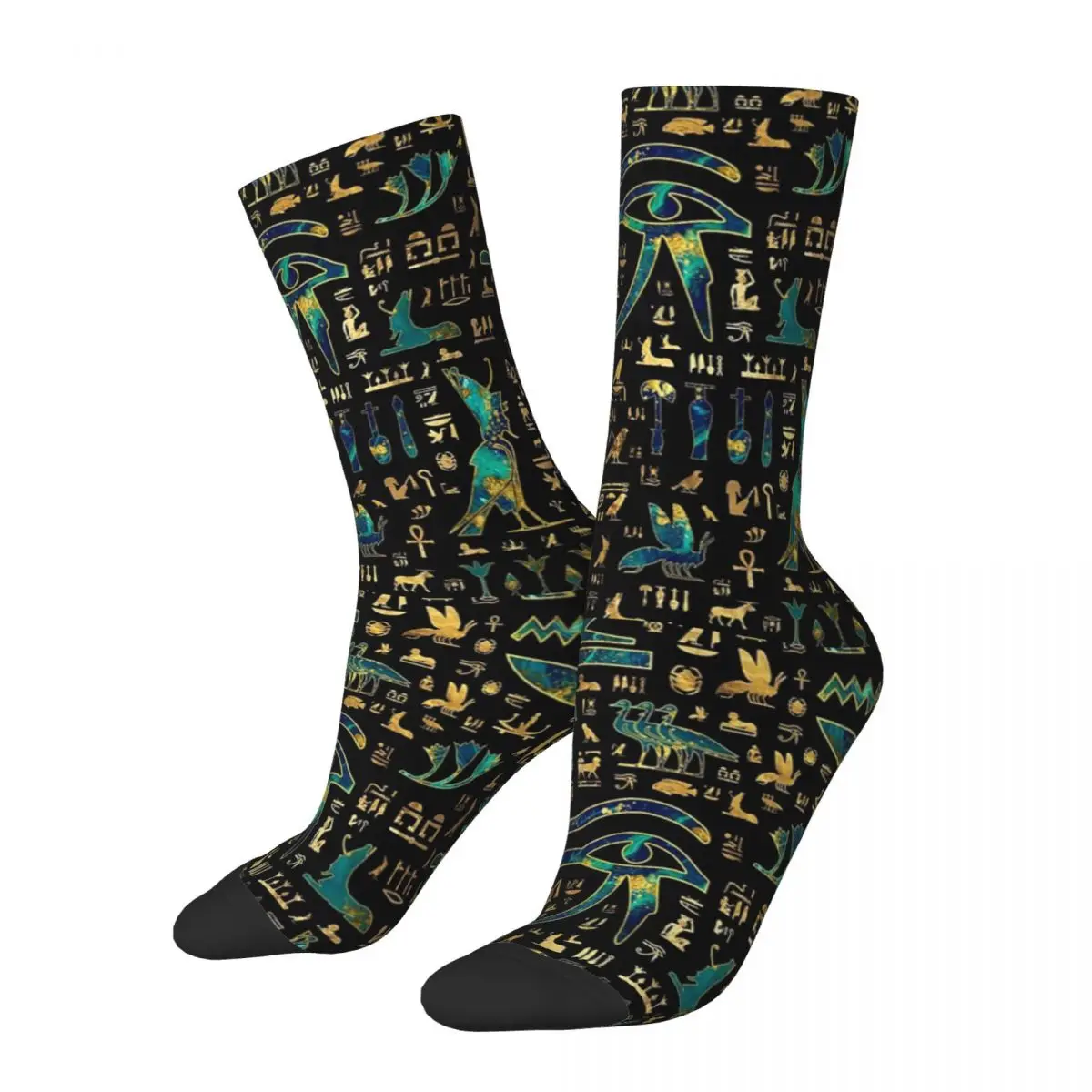 Chaussettes en forme de Hiéroglyphes éma ens des Prairies pour hommes et femmes, motif œil d'Horus égyptien heureux et drôle, nouveauté printemps, été, automne, hiver, cadeaux