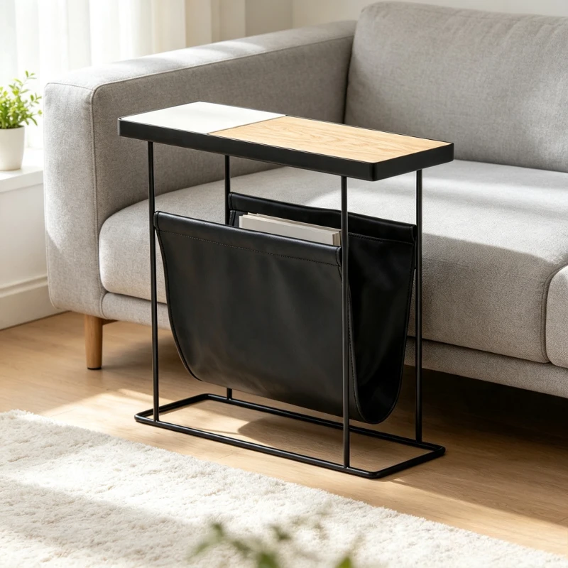 Modern Minimalist Iron Side Table, Small Coffee Table for Living Room & Balcony, High Aesthetic Storage Shelf for Home Decor