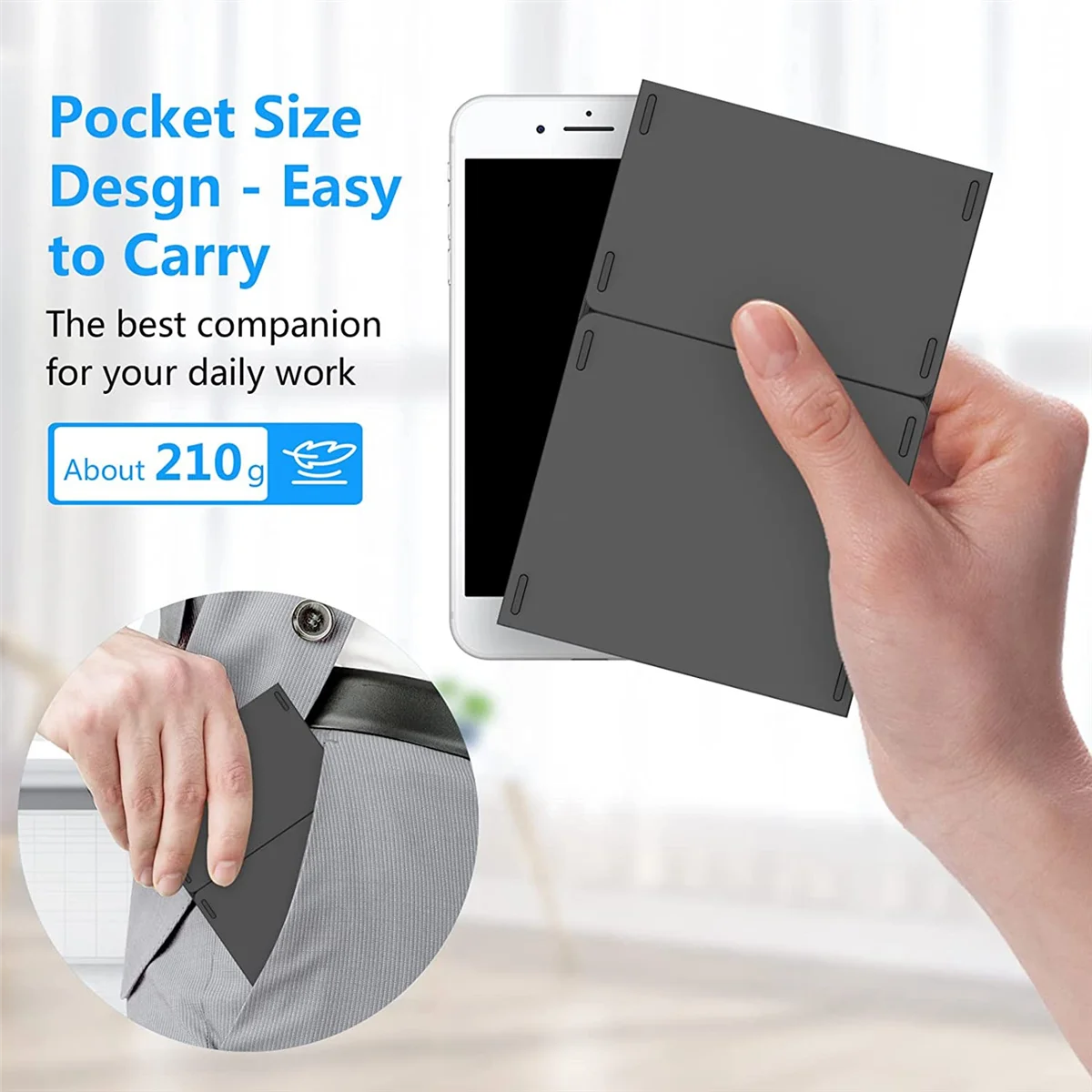 Clavier Bluetooth Pliable, Clavier Sans Fil Rechargeable USB pour IOS, Android, PC Windows, Ordinateur Portable Smartphone-Gris