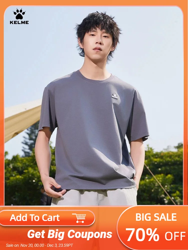 

Kelme Мужская спортивная дышащая футболка с короткими рукавами для бега на открытом воздухе, женские повседневные топы с круглым вырезом для пар, фитнеса с короткими рукавами