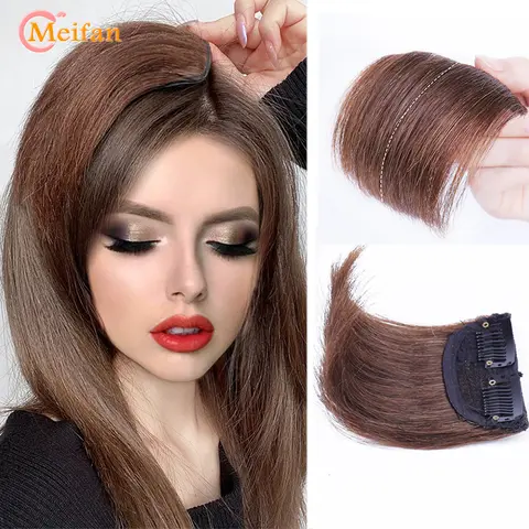 MEIFAN 여성용 인비저블 자연스러운 푹신한 헤어피스 클립 인 헤어 익스텐션, 자연스러운 가짜 패드, 하이 헤어 피스