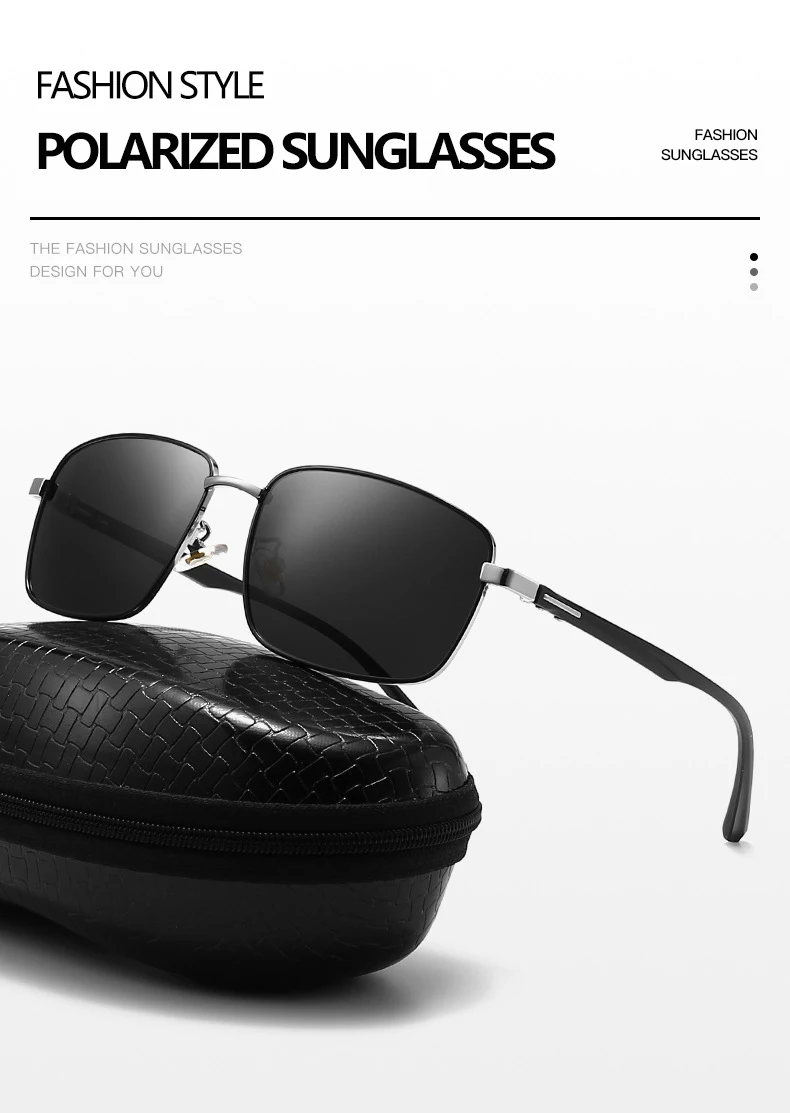 Business Metall Quadratischer Rahmen Polarisierte Sonnenbrille Luxus Übergroße UV-Schutz Sonnenschutzbrille 5027 – Detail 1