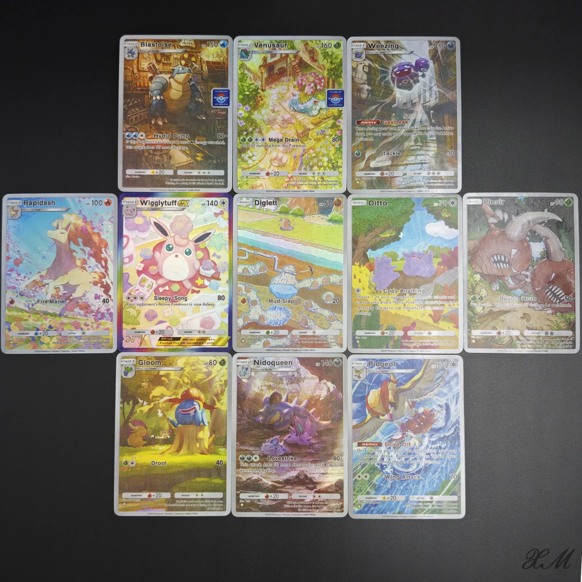 11Pcs/set DIY P.M. Pocket Collection Card Blastoise Venusaur Rapidash English Game PTCG Collection Card Rough Color