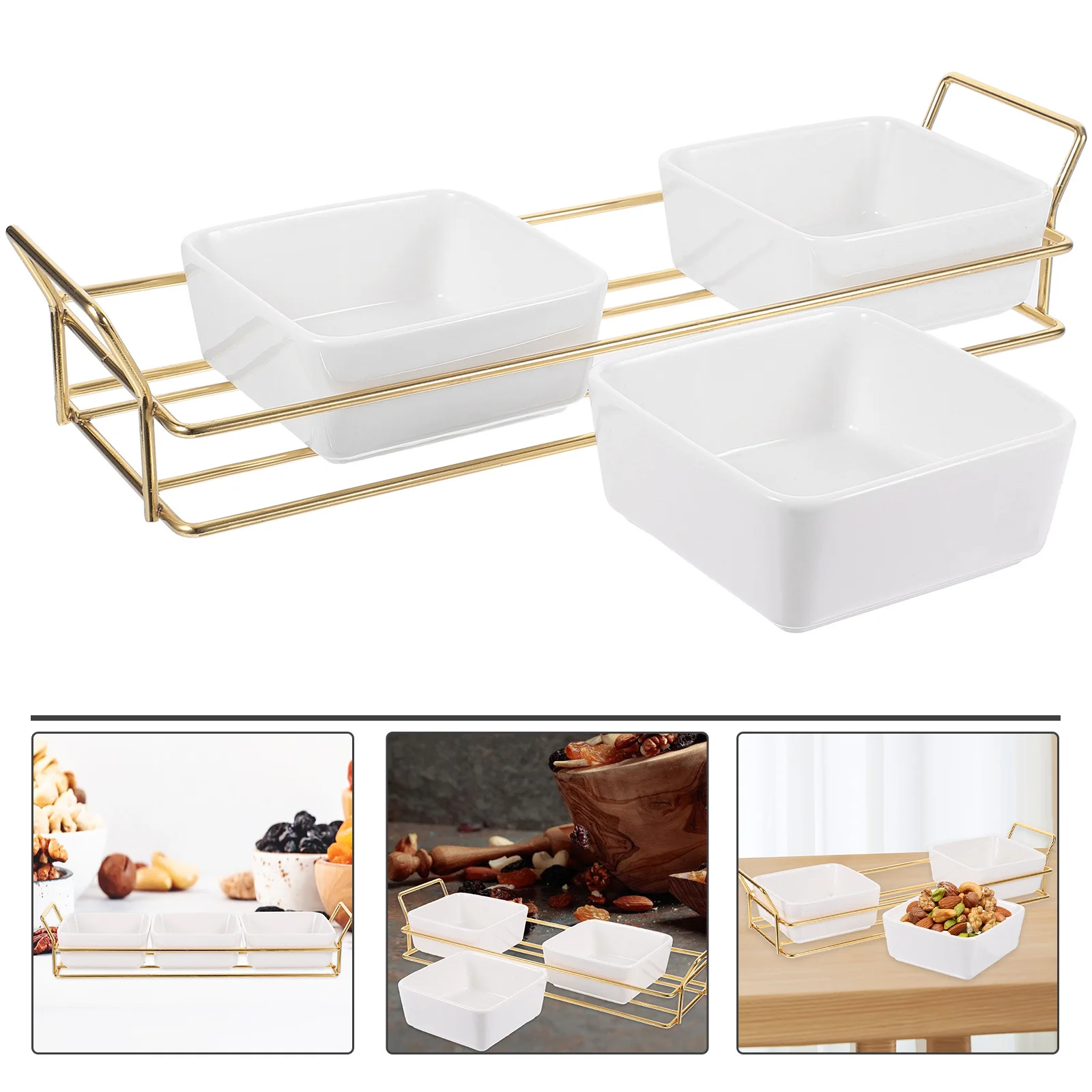 

1Set Dessert Dish Dried Fruit Plate Snack Tray Candy Holder Metal Rack Food Serving Bowl Snacks Tray Fruit Serving Plate